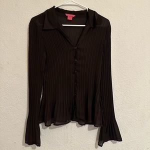 Brown pleated long sleeve